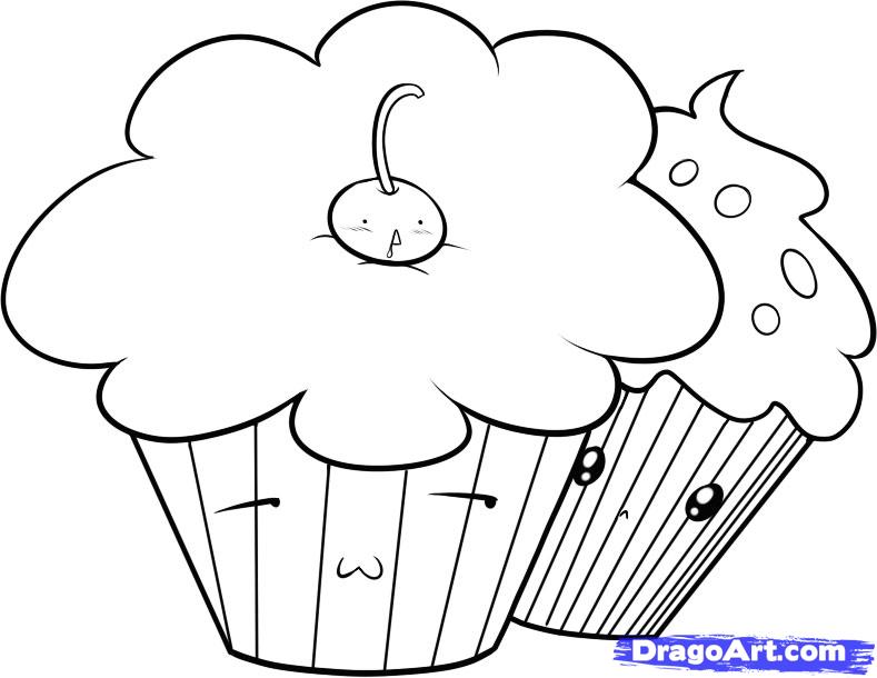 How to Draw Cupcakes, Step by Step, Food, Pop Culture, FREE Online 