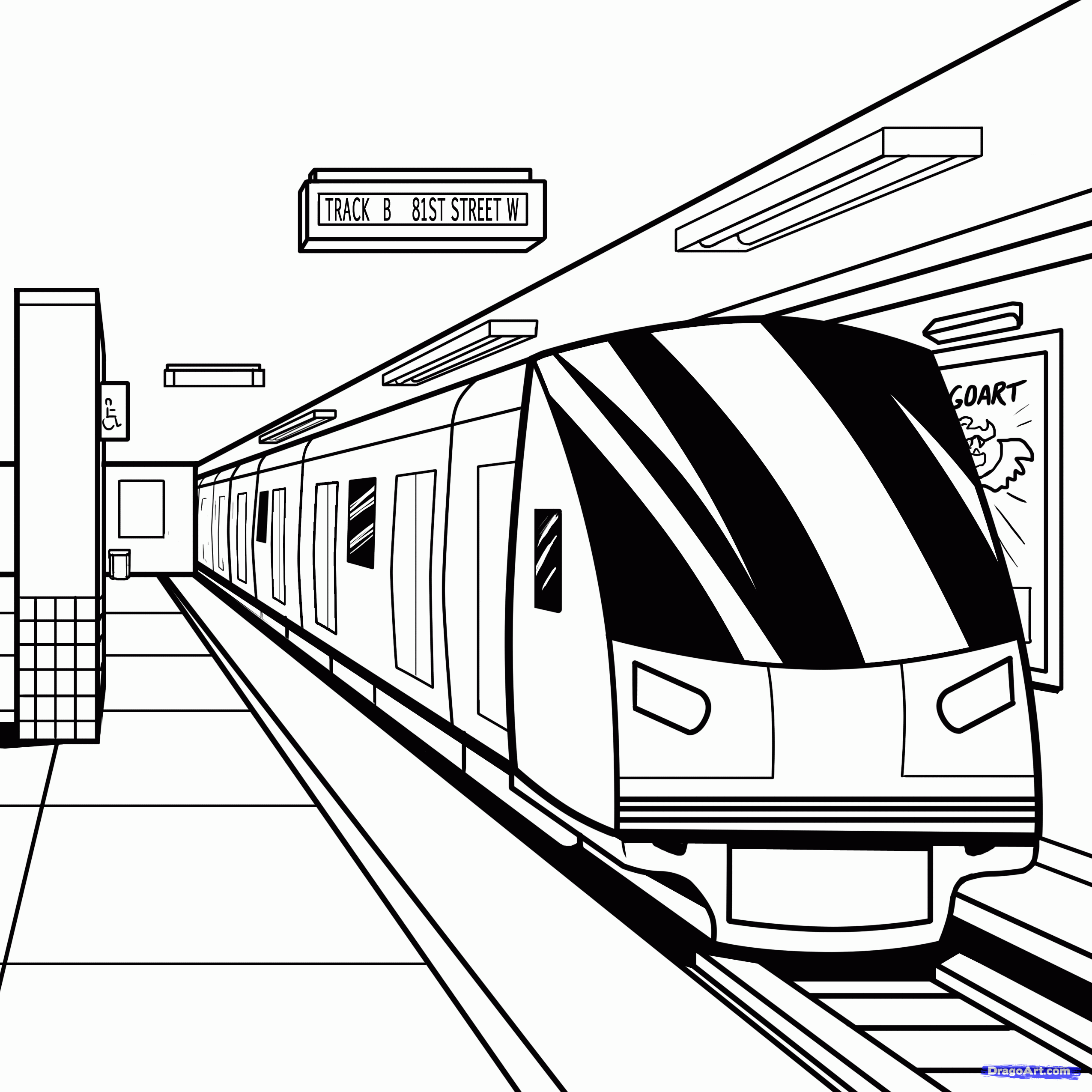 How To Draw A Subway, Subway Train, Step by Step, Trains 