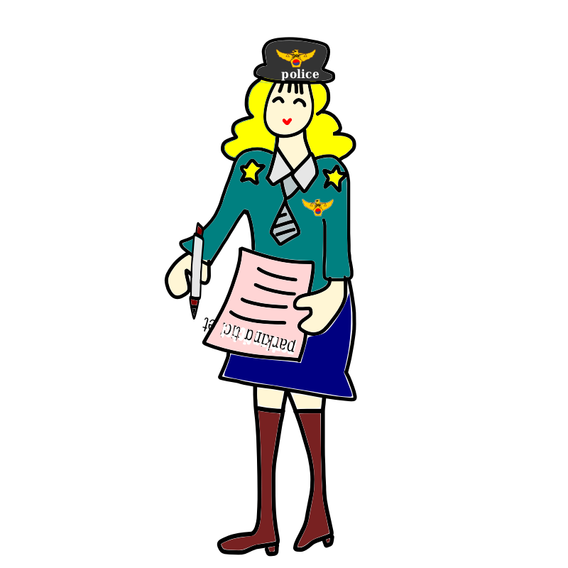 Clipart - police officer woman with a parking ticket