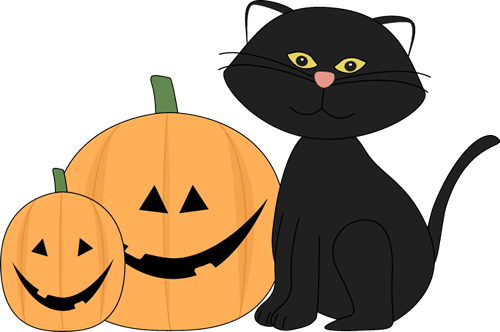 Halloween Black Cat and Jack O Lantern Clip Art - Halloween Black 