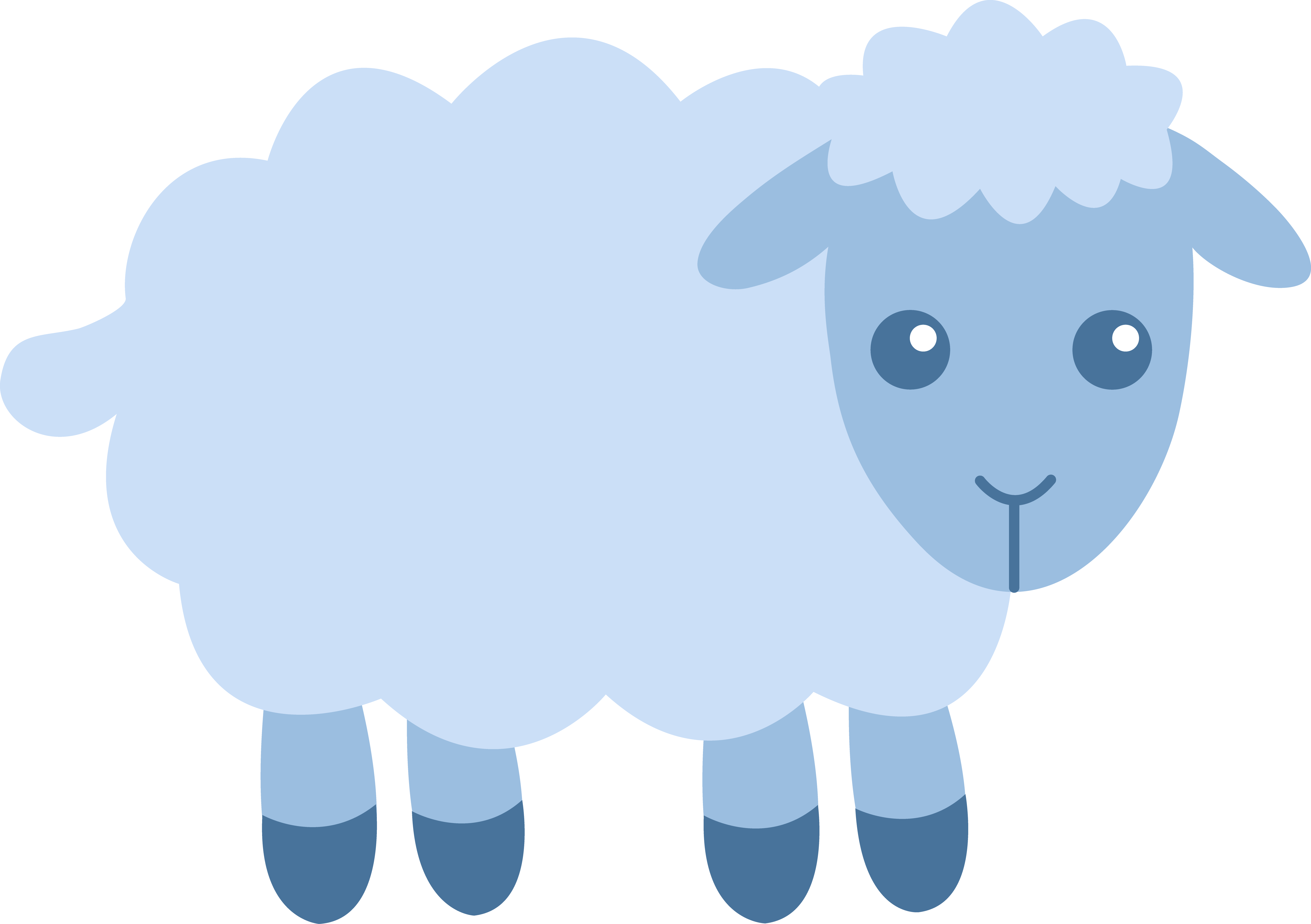 Cute Blue Sheep - Free Clip Art