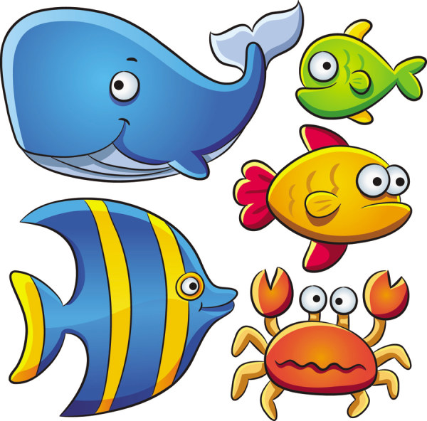 Cartoon Marine Animals Vector | Free Vectors, Free Design