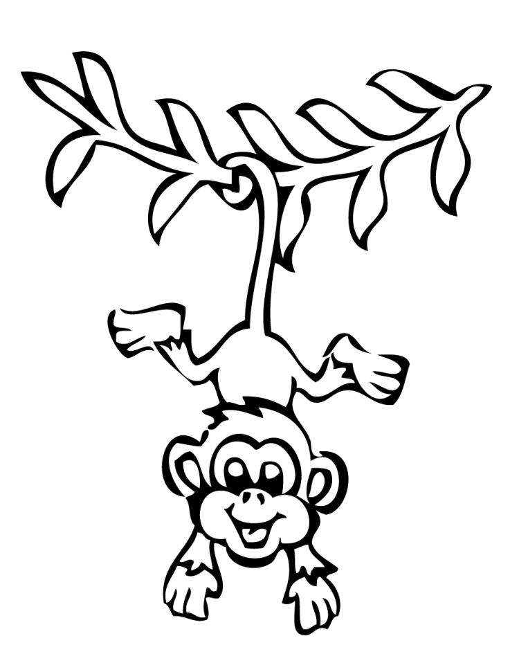 cute hanging monkey outline