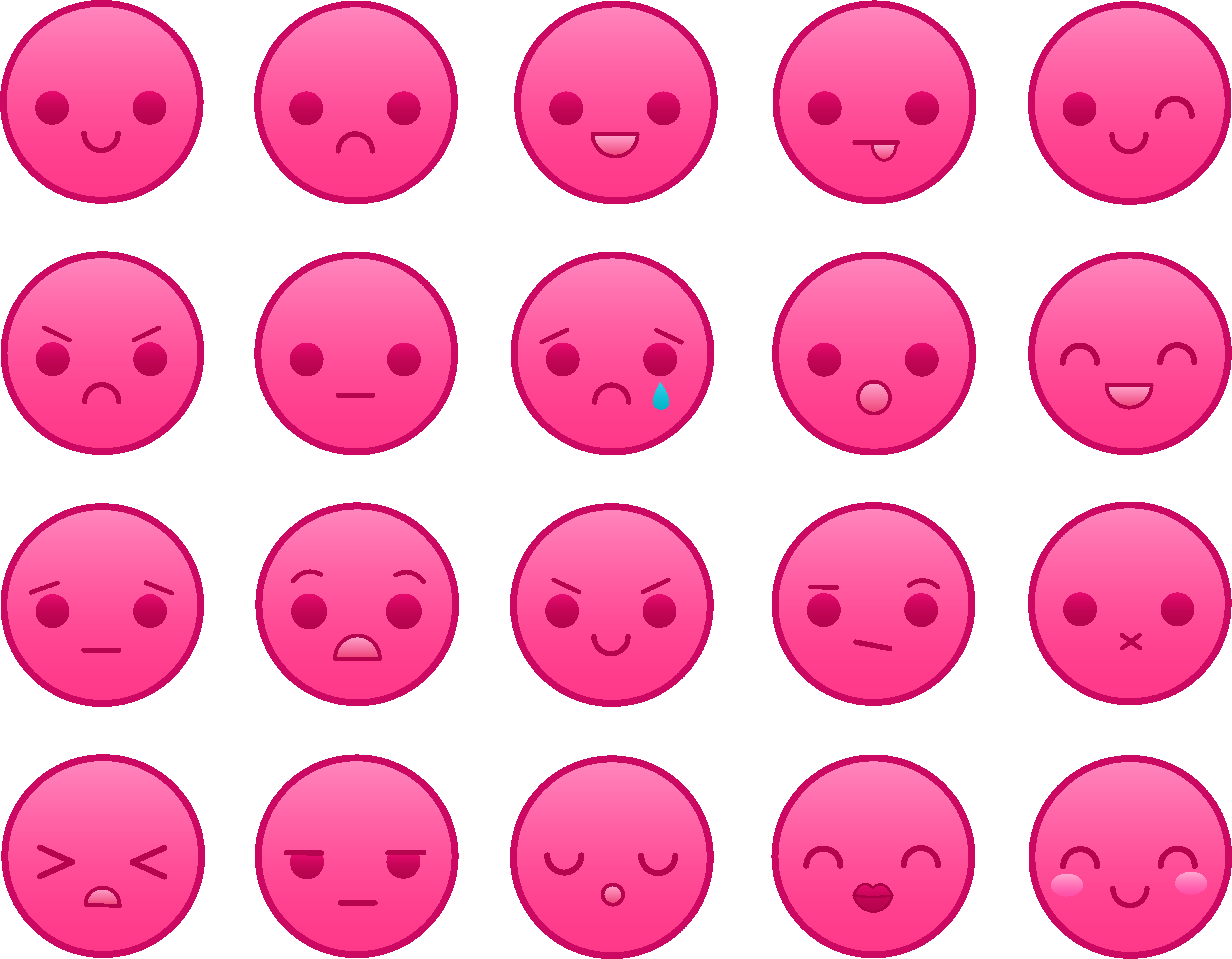 Pink Emoticons Set - Free Clip Art