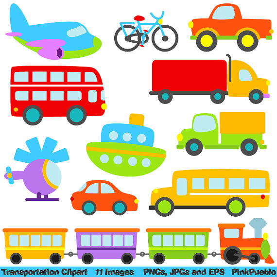 Transportation Clip Art Clipart with Car Truck Train by PinkPueblo
