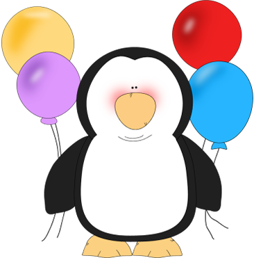 Penguin Holding Balloons Clip Art - Penguin Holding Balloons Image