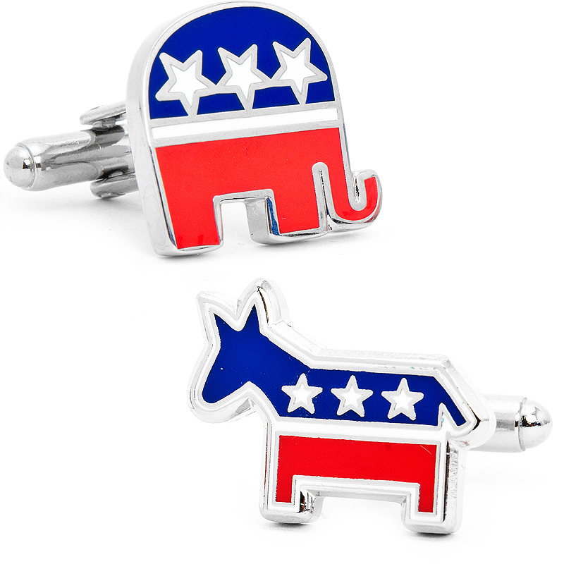 New Republican Elephant Democratic Donkey Bipartisan Cufflinks 