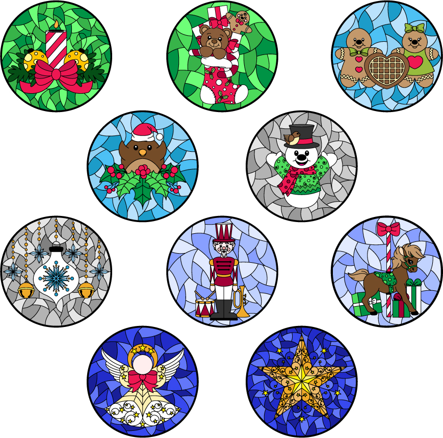Stained Glass Ornaments Color Part 1 of Set - Stitch Chat
