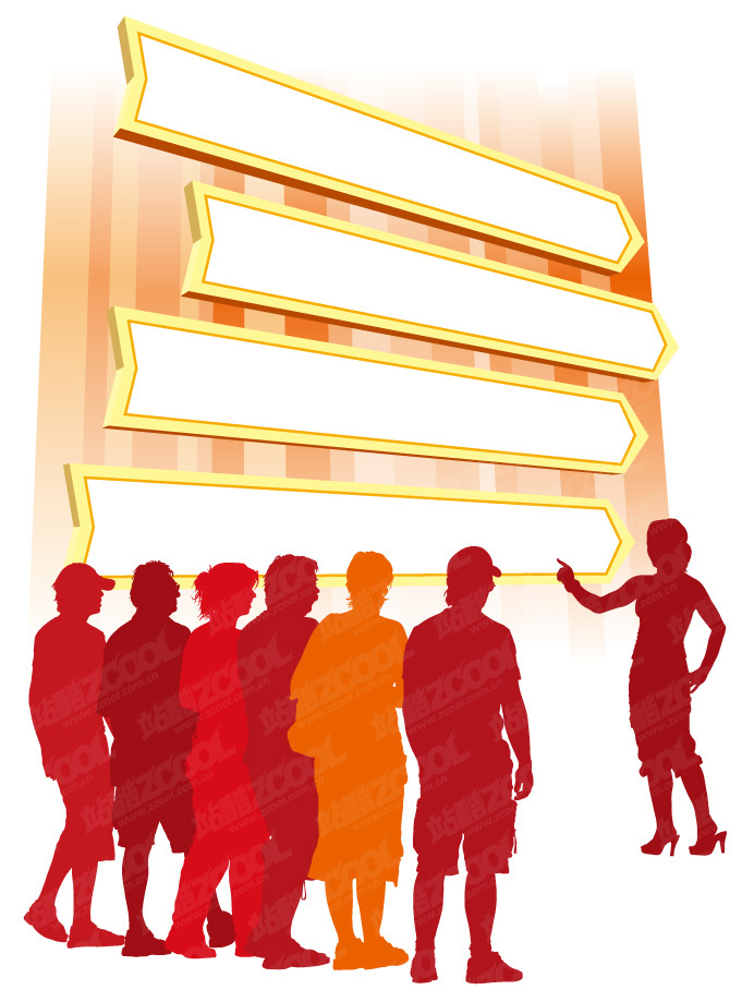 Audience figures silhouette vector material Free Vector