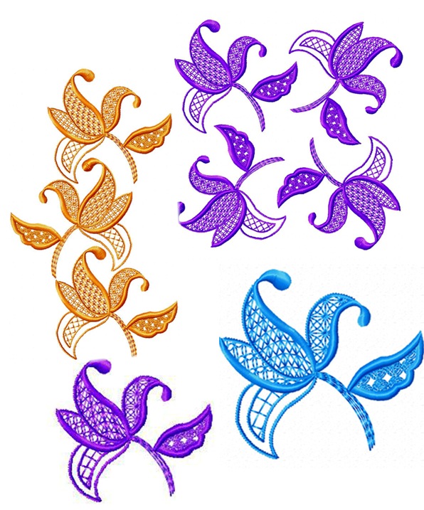 Exclusive Machine Embroidery Designs - Jacobean Flower Designs 