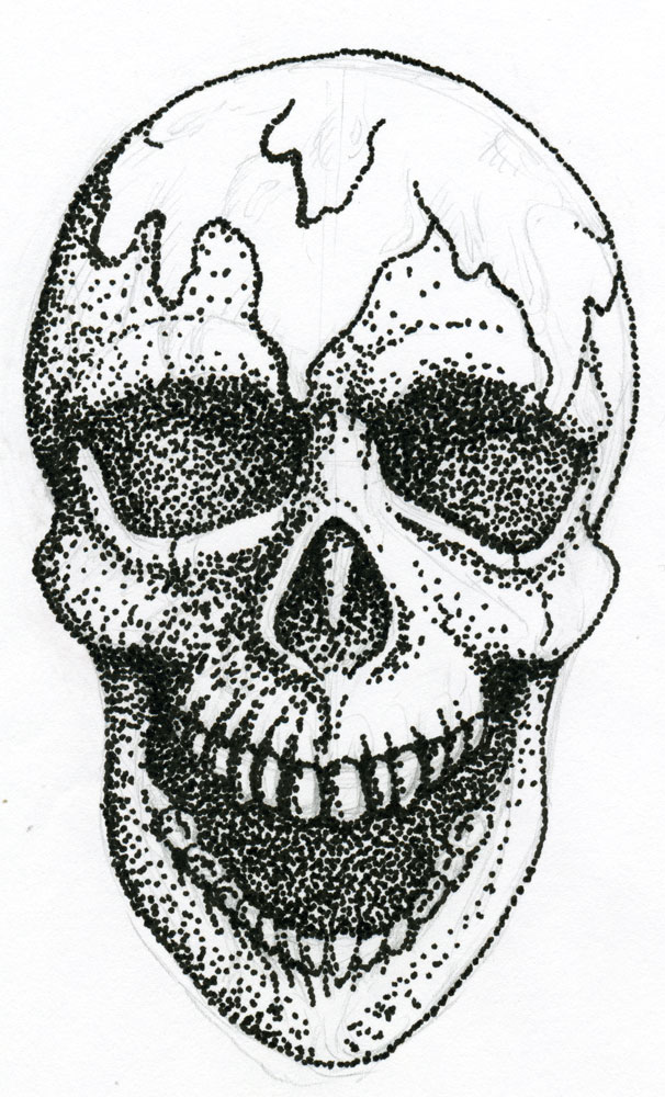 Drawings of Drawings: 3rd Inked version of skull for cover