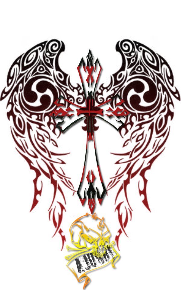 tribal cross with tribal wings