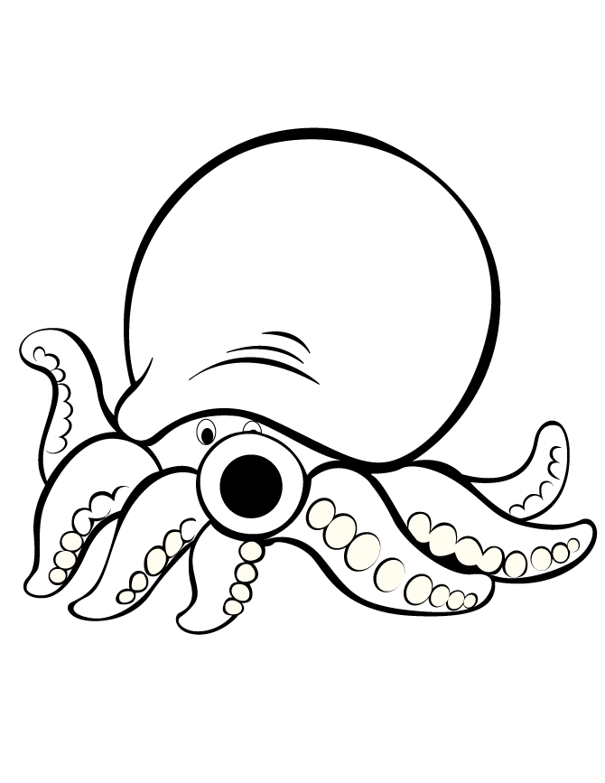 Cute Cartoon Octopus Coloring Page | HM Coloring Pages