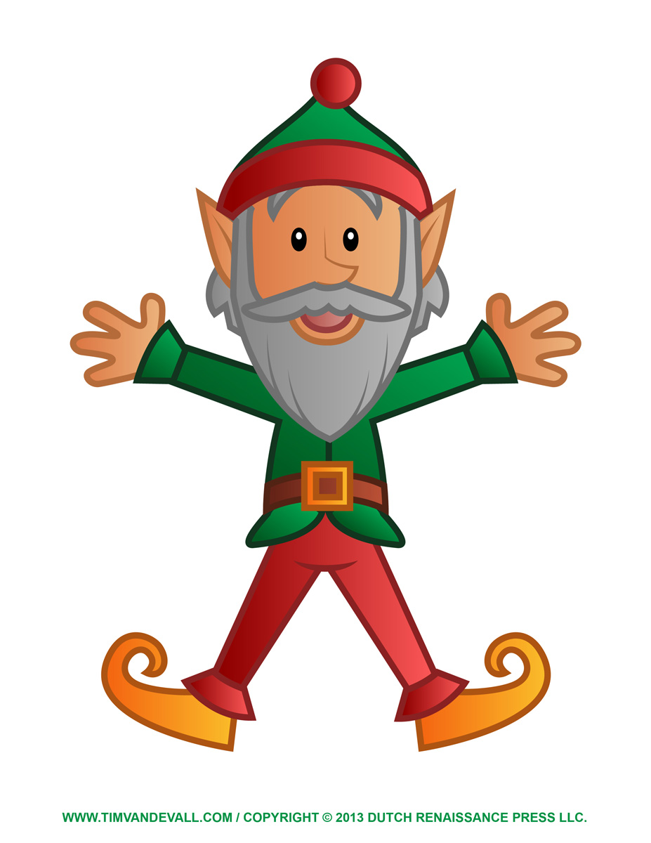 Printable Elf Clipart, Coloring Pages, Template  Christmas Ornaments
