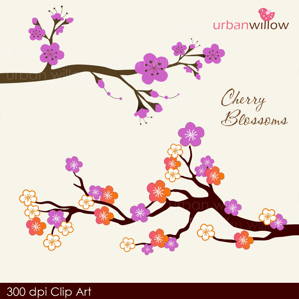 Japanese Clip Art Cherry Blossoms Amethyst Png Jpeg Clip Art By 
