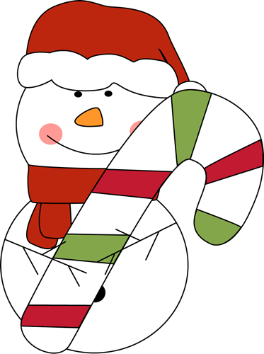 Christmas Snowman with Candy Cane Clip Art - Christmas Snowman 