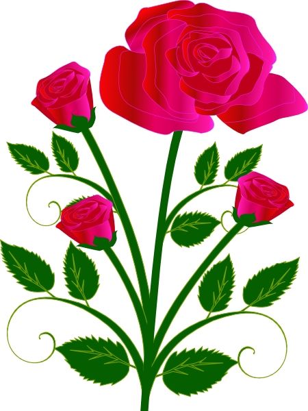 Pink Rose With Buds clip art - vector clip art online, royalty 