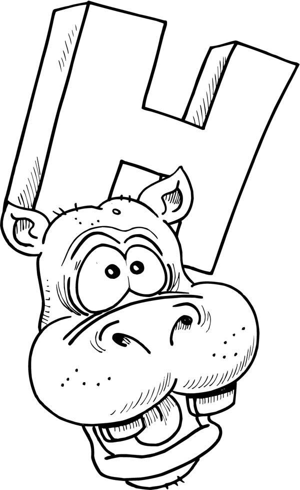 Hippo Head Picture Coloring Page - NetArt