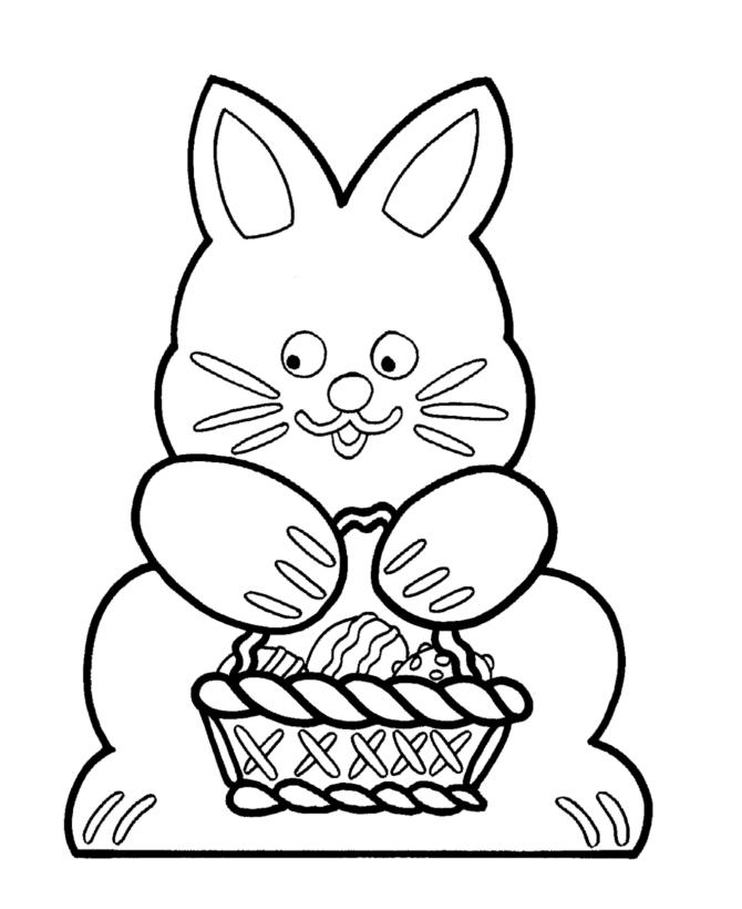 Easter Egg Coloring Pages | BlueBonkers - Bunny Basket Outline 