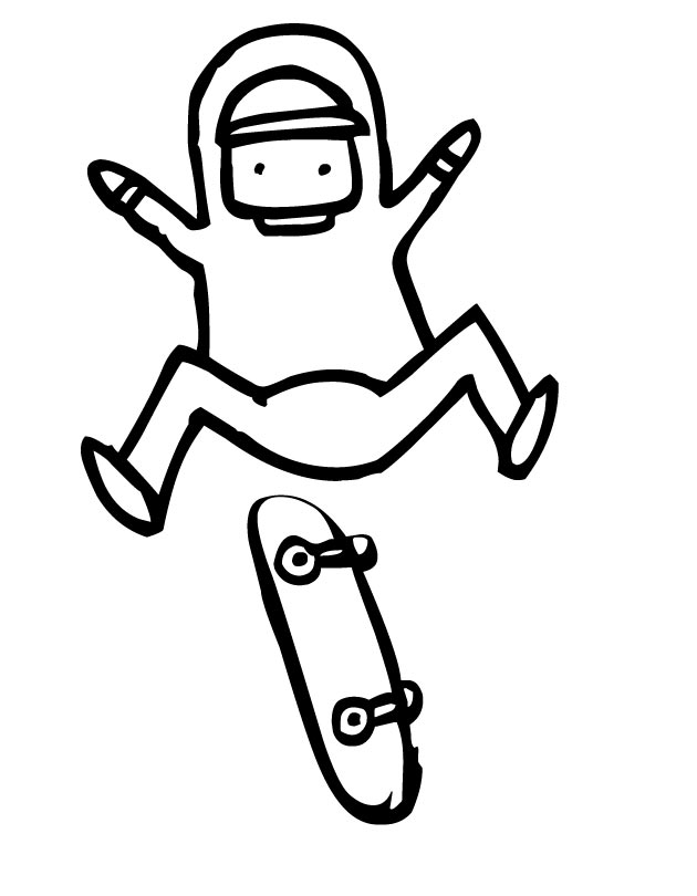 SkateBoard Boy Colouring Pages