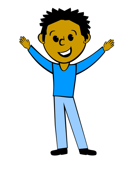 Guy in Blue with Arms Lifted - Free Clip Art