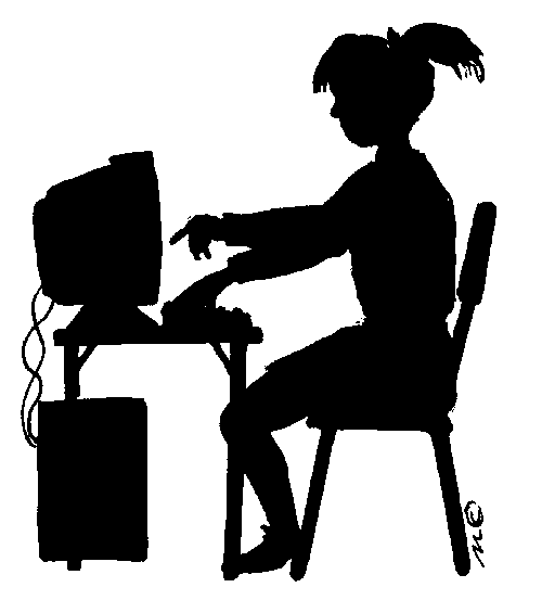 silhouette of girl at computer - Clip Art Gallery