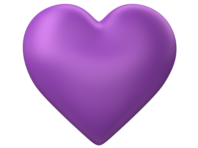 Purple 3d Love Heart with Transparent Background - Valentine Clip 