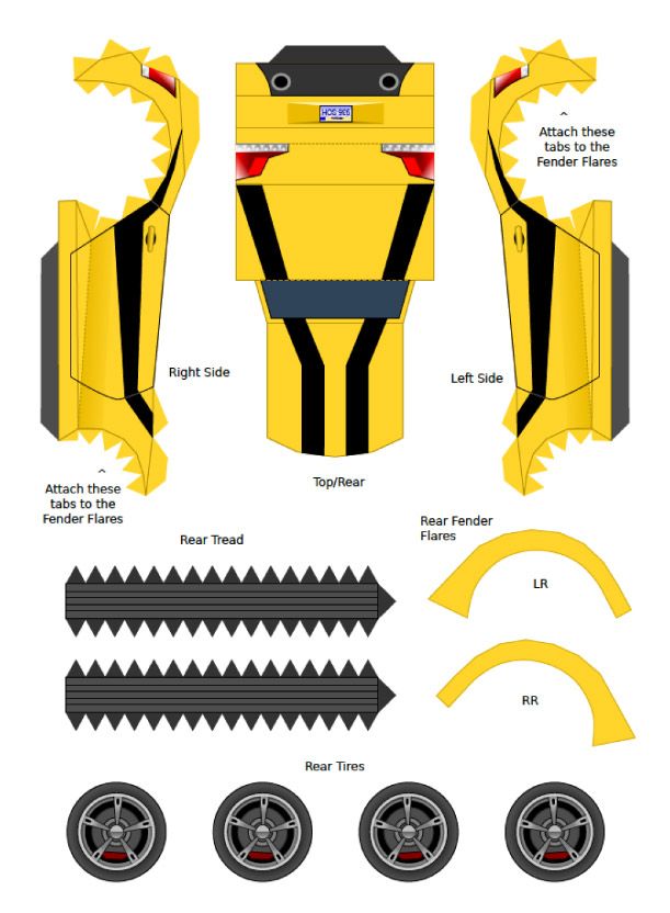 Blog Paper Toy papercraft Bumblebee ProjectKITT template preview 