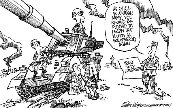 All Volunteer Army - Mike Keefe Political Cartoon, 06/05/2004