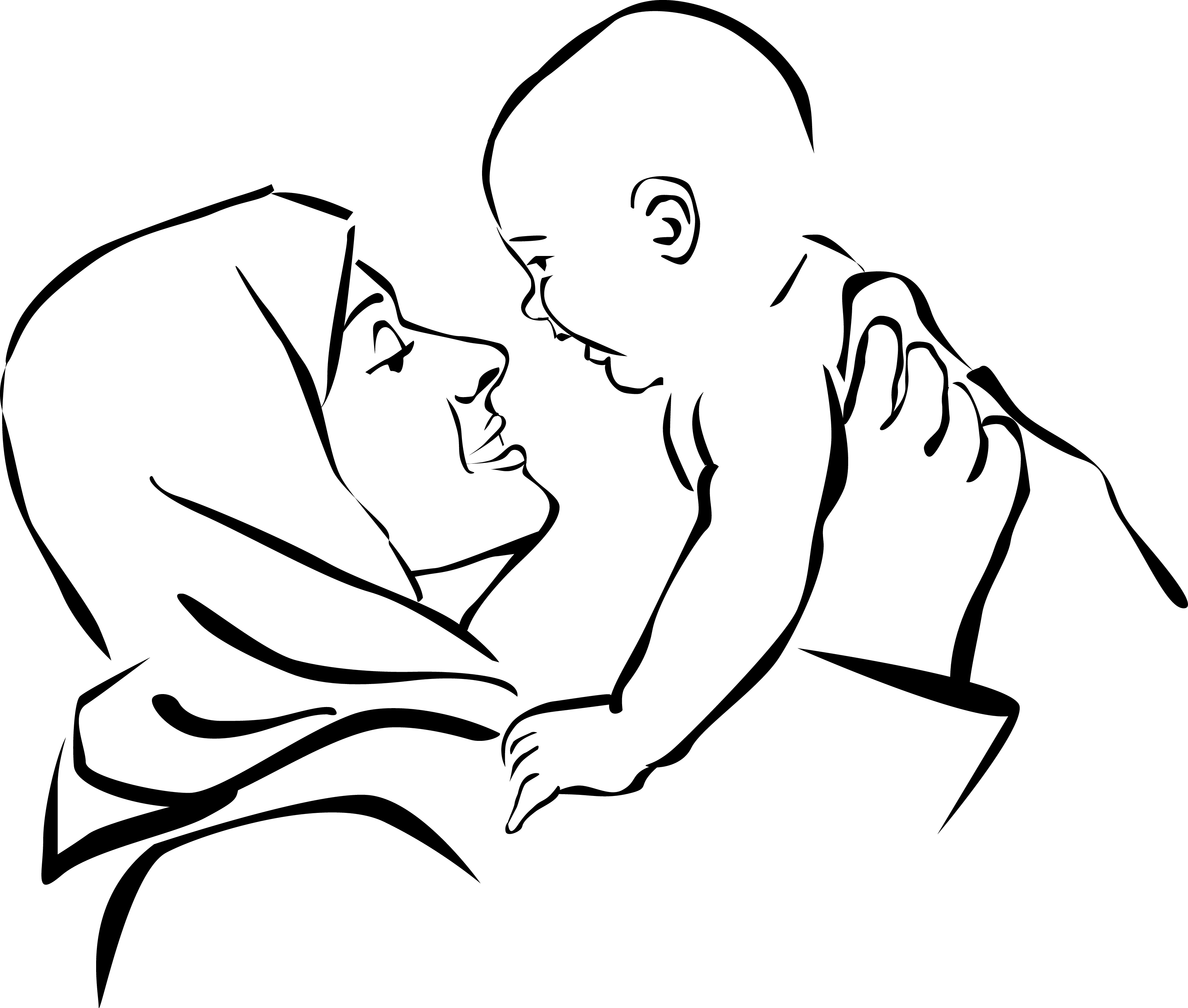 drawing of a mother holding her child - Clip Art Library