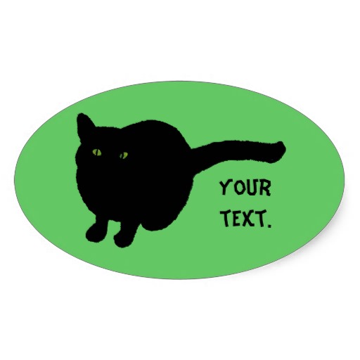 Black Cat Silhouette, green eyes Your text Sticker | Zazzle