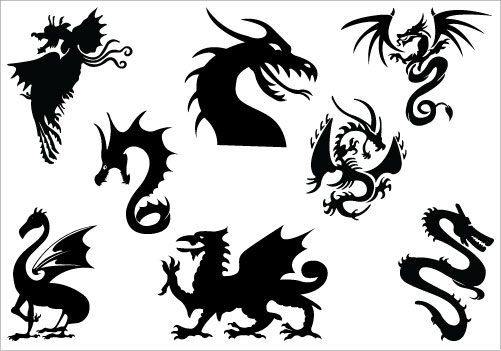 Dragon Silhouette Clip Art PackSilhouette Clip Art