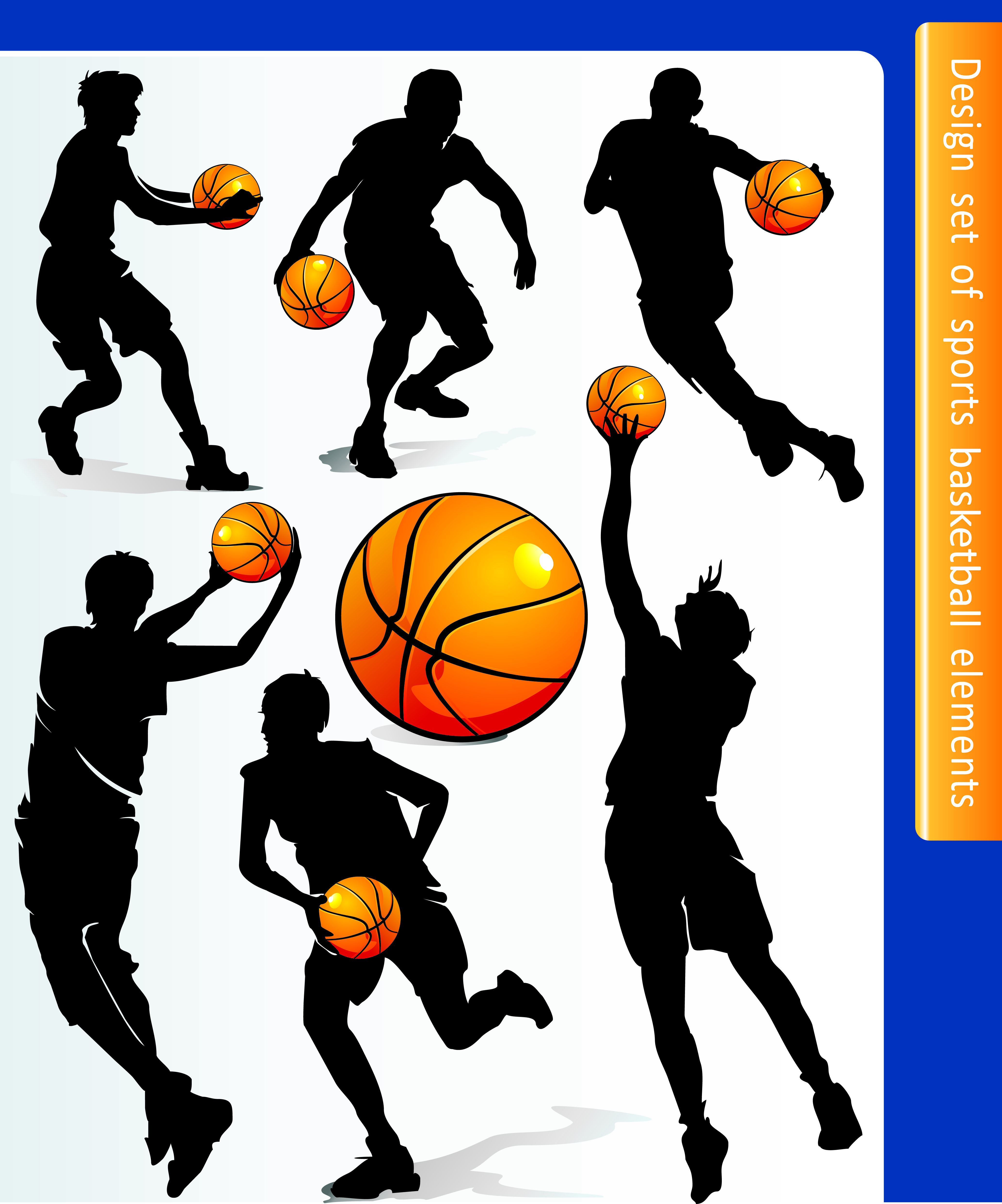 Basketball silhouette character vector Free Vector 