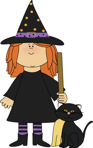 Witch and Black Cat Clip Art - Witch and Black Cat Image