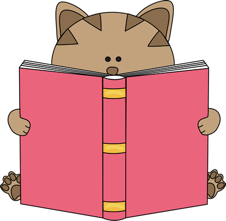 Cat Reading Book Clip Art - Cat Reading Book Image
