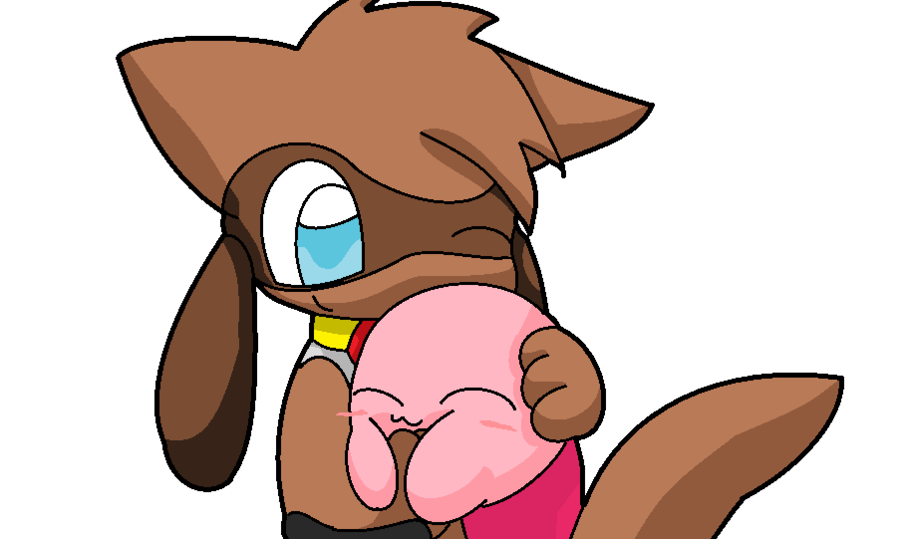 Female Riolu hugging Kirby by YoshiMister on Clipart library