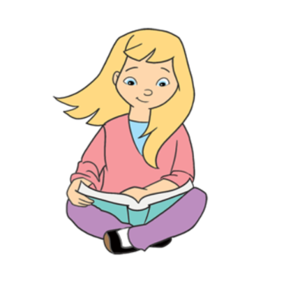 cartoon girl reading a book - Clip Art Library