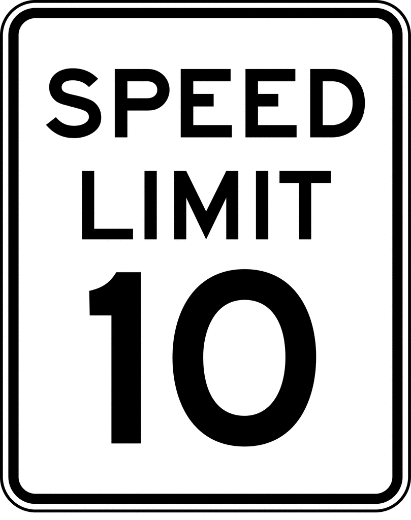 Speed Limit 10, Black and White | ClipArt ETC
