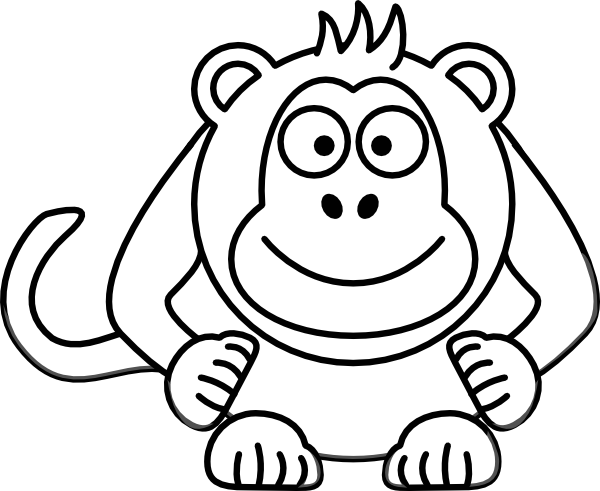 Black And White Cartoon Monkey clip art - vector clip art online 
