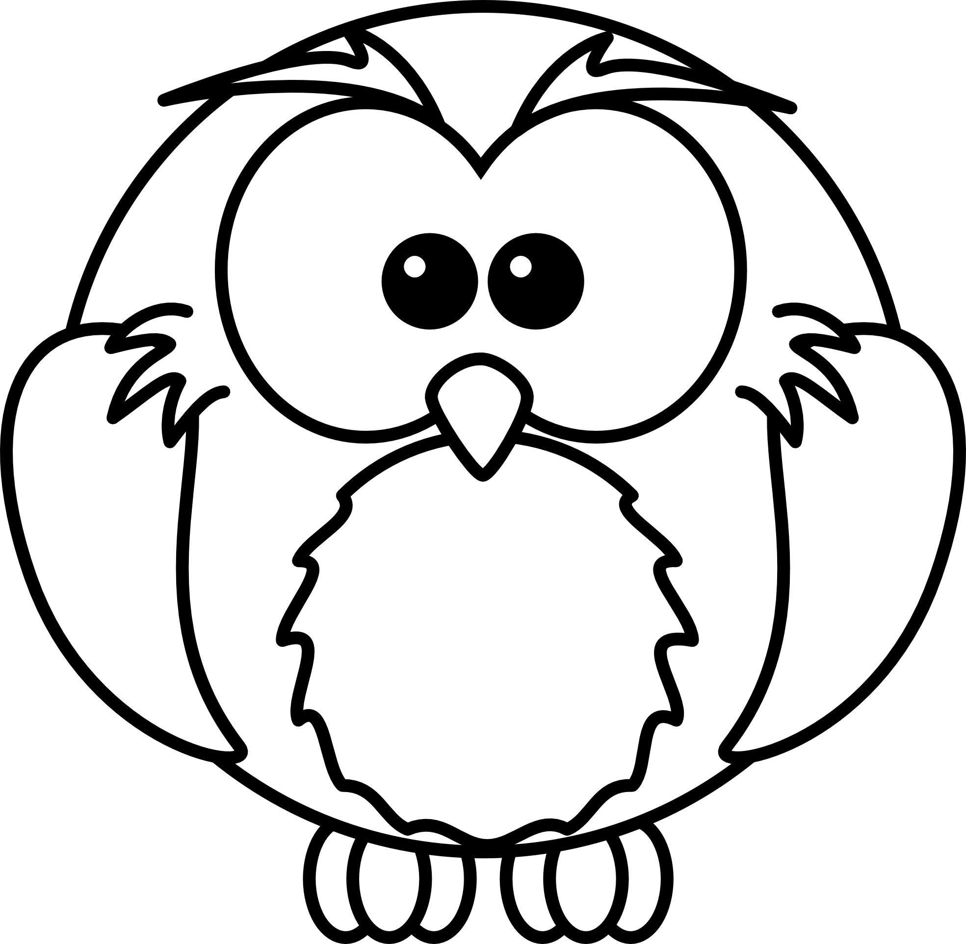 lemmling cartoon owl black white line art scalable  - ClipArt 