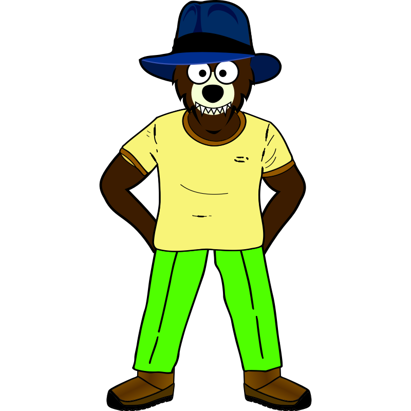 Clipart - cartoon wolf wearing clothes