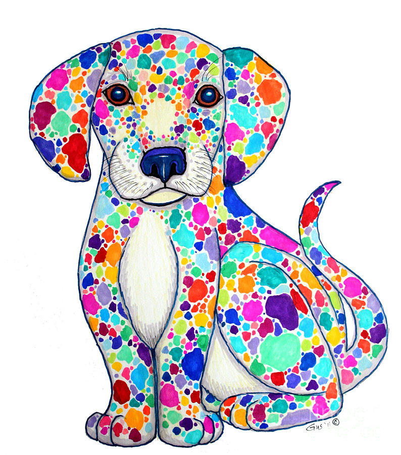 Painted Puppy by Nick Gustafson - Painted Puppy Drawing - Painted 