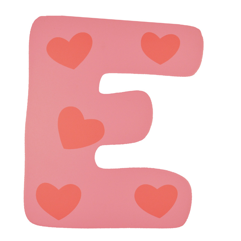 Pink Heart Wall Letter - E - Rosenberry Rooms