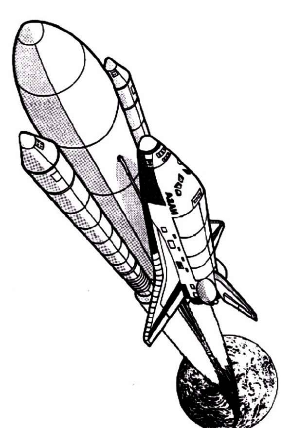 Rocket Ship Coloring Page | Mewarnai