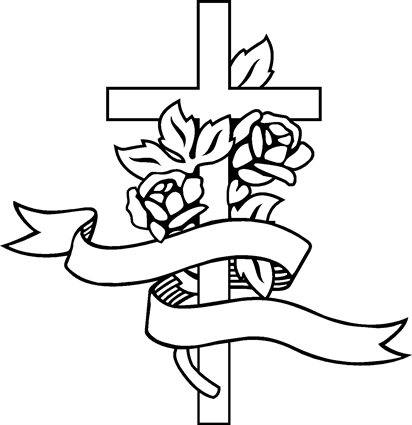 coloring pages of crosses and roses