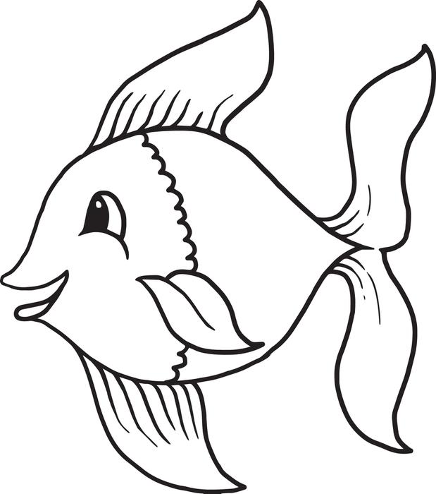 Cartoon Fish Coloring Pages, Printable Cartoon Fish Coloring Page 