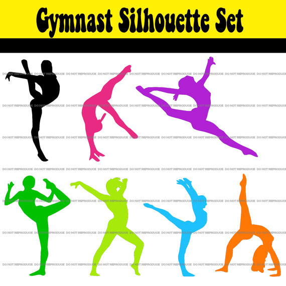 Gymnastics/Dance/Gymnast Clip Art 7 Silhouettes by NansCaps