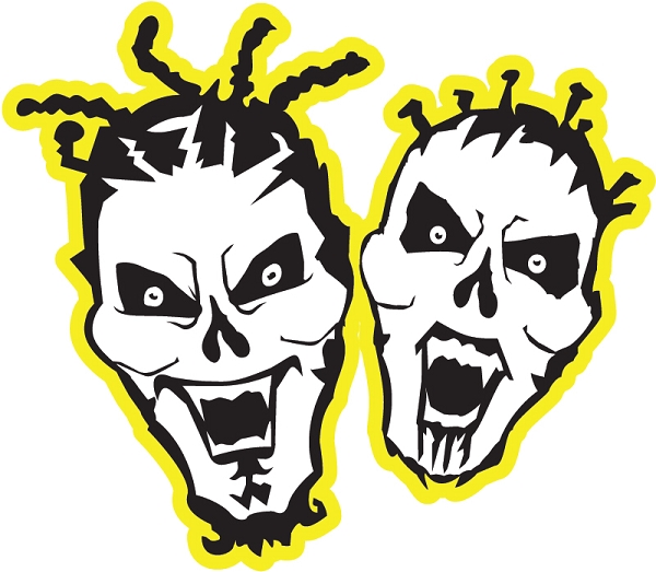 Yellow Skull Heads Sticker