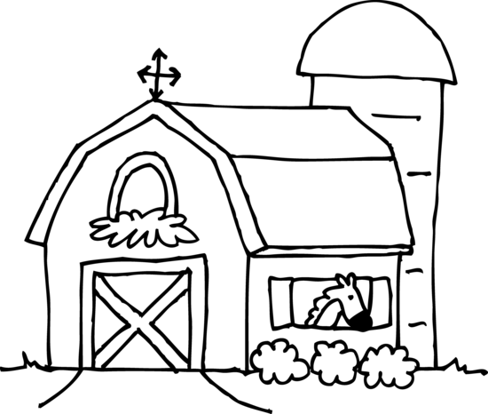 Cute Barn Coloring Page - Free Clip Art