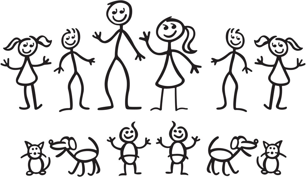 stick figure family of 5 people